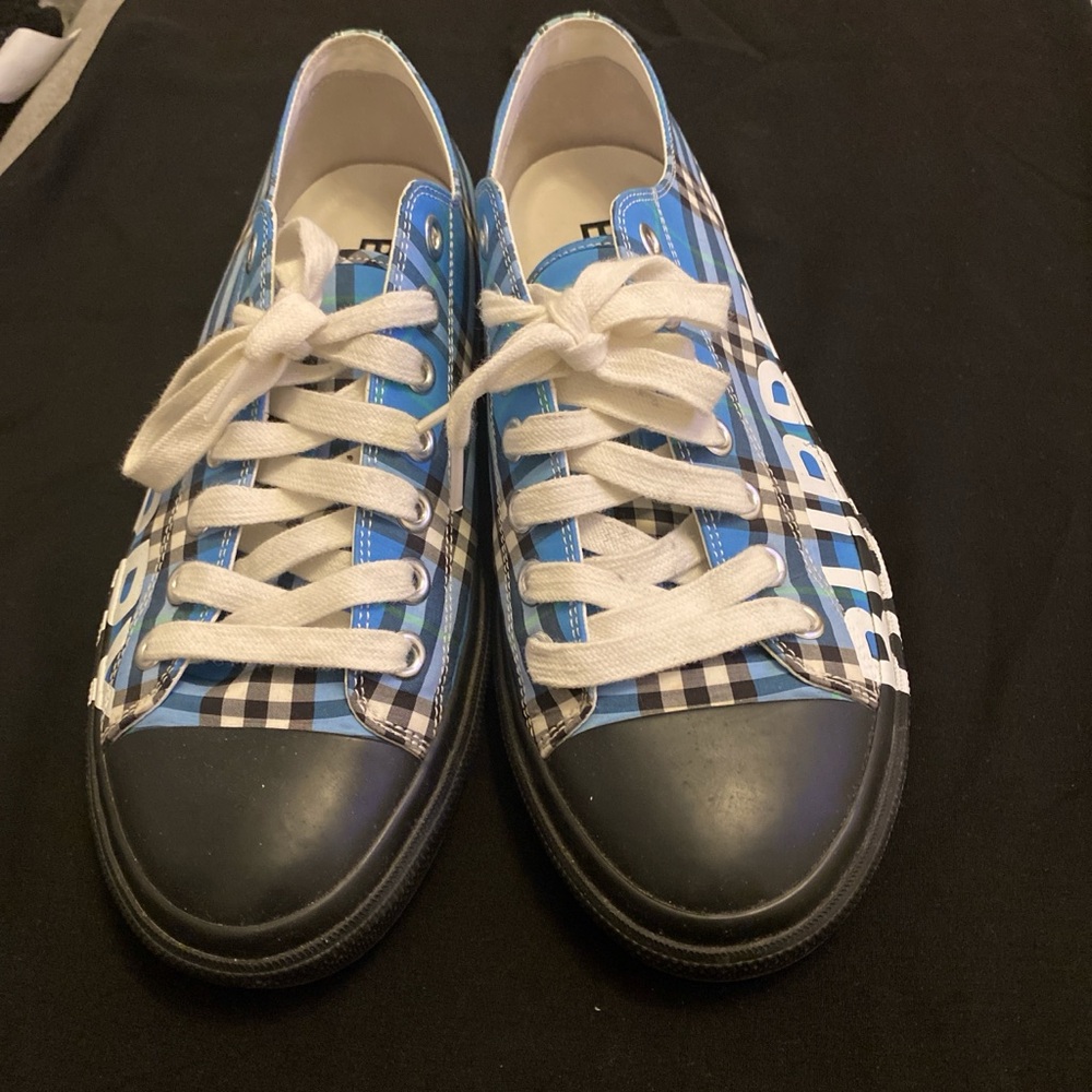 Burberry Blue Plaid Sneakers - Picture 2 of 4